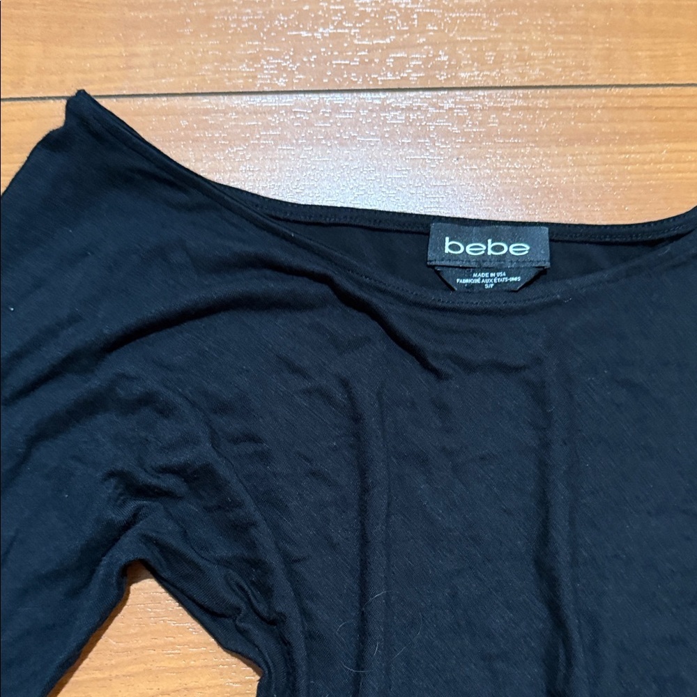 Bebe Black Asymmetrical Women's Blouse - Picture 3 of 6